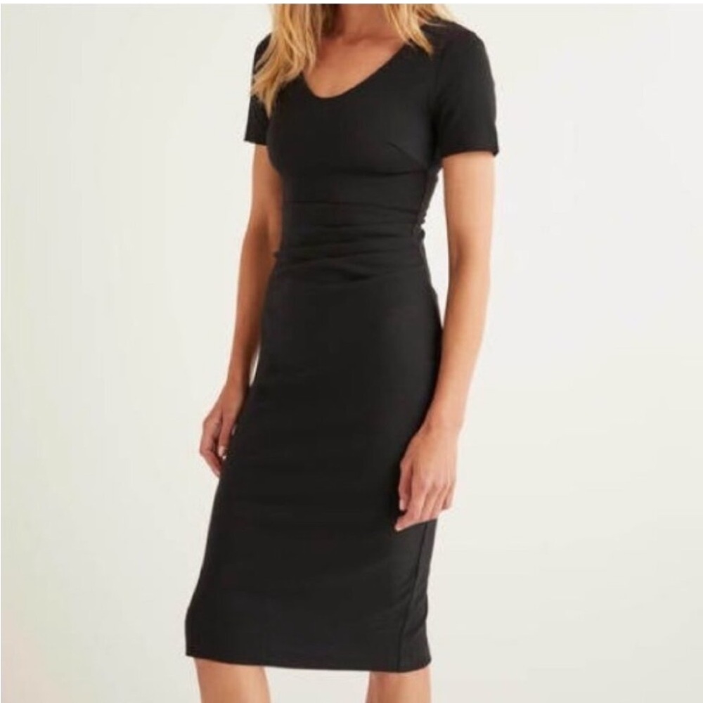 Boden “Honor” Ponte Classic Black Midi Dress